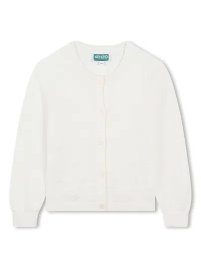 Kenzo Kids' Classic Round Neck Cardigan In White