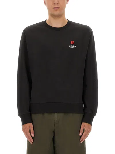 Kenzo Ribbed Crewneck Sweater Long Sleeves In Black