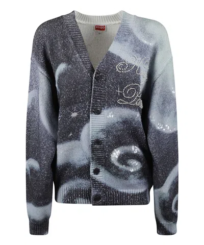 Kenzo Cloud Tiger Cardigan In Blue