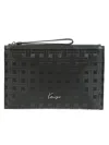 Kenzo Woven-pattern Wash Bag In Black