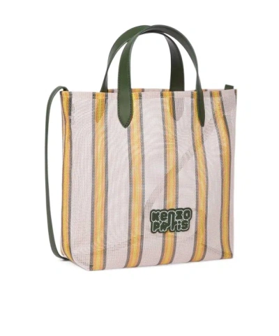 Kenzo ' Coast Lines' Small Tote Bag In Mesh In Pink