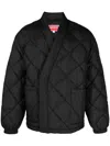Kenzo Padded Logo-patch V-neck Jacket In 99j Black