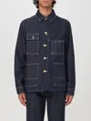 Kenzo Railroad Stripe Relaxed Workwear Jacket In Blue