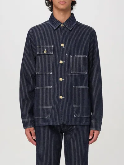 Kenzo Railroad Stripe Relaxed Workwear Jacket In Blue
