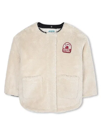 Kenzo Coat With Logo In Neutral