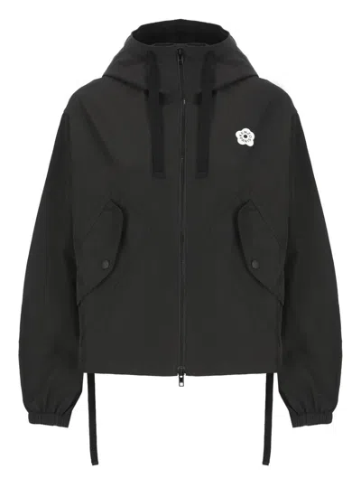 Kenzo Drawstring Hood Long Sleeve Jacket In Black