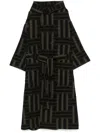 Kenzo Jacquard Wool Coat With Detachable Belt Loop In Black