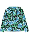 Kenzo Peonies Print Windbreaker Jacket In Black