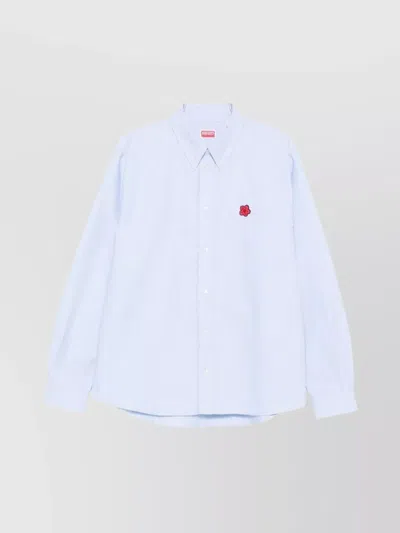 Kenzo Collared Buttoned Long Sleeve Shirt In Blue