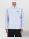 Kenzo Collared Shirt With Long Sleeves And Buttoned Cuffs In Blue