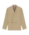 Kenzo Collarless Double-breasted Wool Blazer In Nude