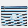 KENZO KENZO COLOR STRIPED NYLON AND LEATHER A4 ZIP POUCH