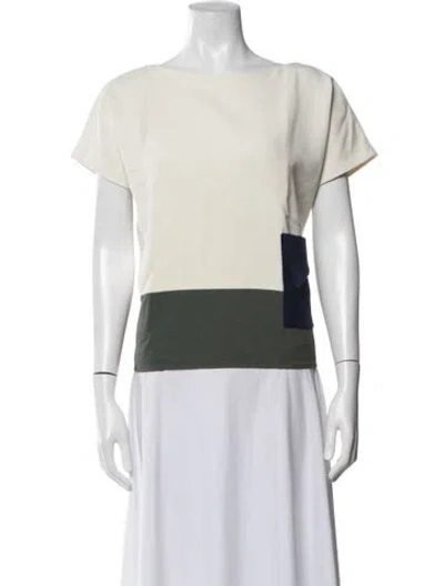 Pre-owned Kenzo Colorblock Pattern Bateau Neckline Top In Neutrals