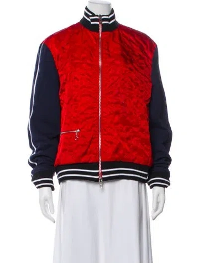Pre-owned Kenzo Colorblock Pattern Bomber Jacket In Red
