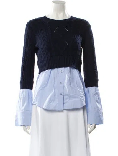 Pre-owned Kenzo Colorblock Pattern Crew Neck Sweater In Blue