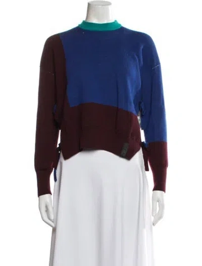 Pre-owned Kenzo Colorblock Pattern Crew Neck Sweater In Blue