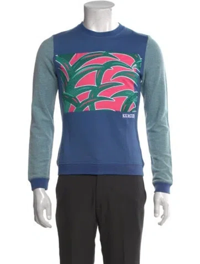 Pre-owned Kenzo Colorblock Pattern Crew Neck Sweatshirt In Blue
