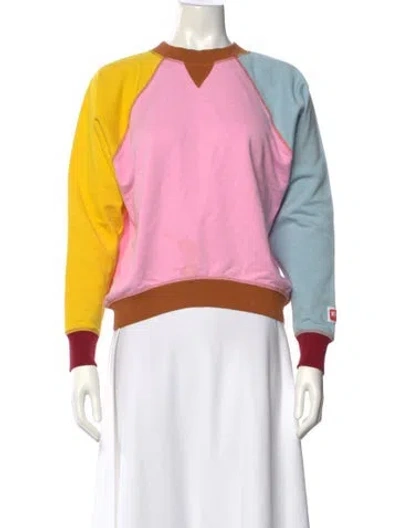 Pre-owned Kenzo Colorblock Pattern Crew Neck Sweatshirt In Pink
