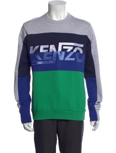 Pre-owned Kenzo Colorblock Pattern Crew Neck Sweatshirt W/ Tags In Grey