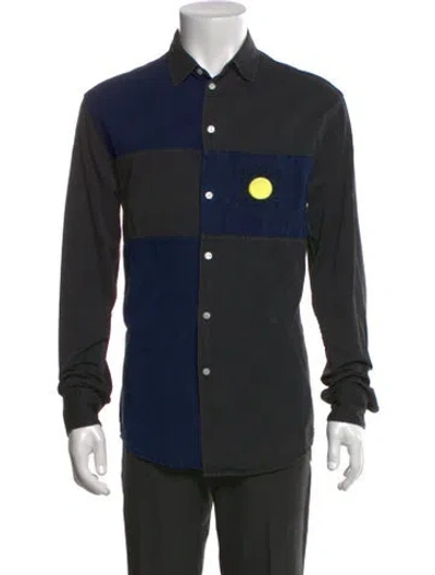 Pre-owned Kenzo Colorblock Pattern Long Sleeve Shirt In Multi