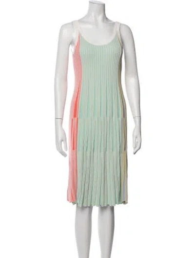 Pre-owned Kenzo Colorblock Pattern Midi Length Dress In Green