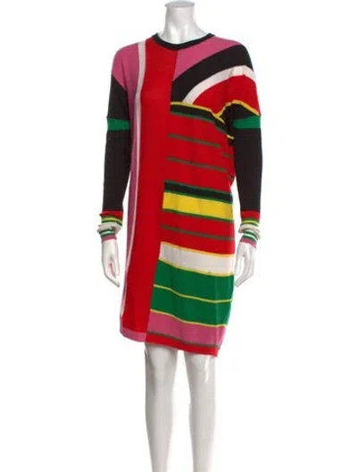 Pre-owned Kenzo Colorblock Pattern Mini Dress In Red