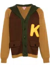 Kenzo Colour-block Cotton Cardigan In Brown