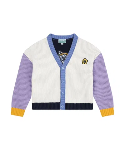 Kenzo Color-block Cardigan In White