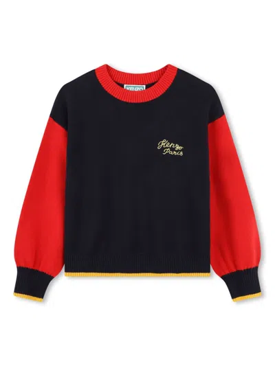 Kenzo Kids' Colour-block Sweater In Blau