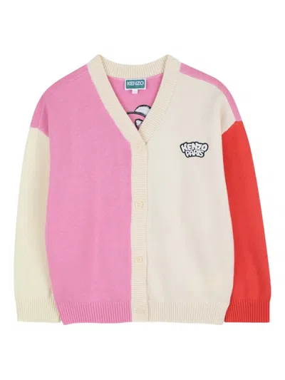 Kenzo Kids' Colourblock Cardigan In Pink