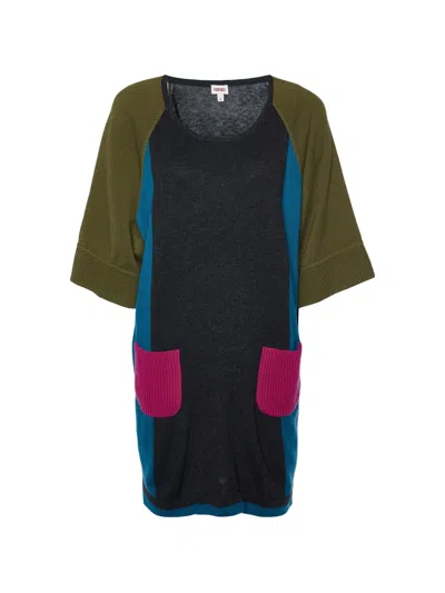 Pre-owned Kenzo Colour-blocking Knitted Dress In Gray