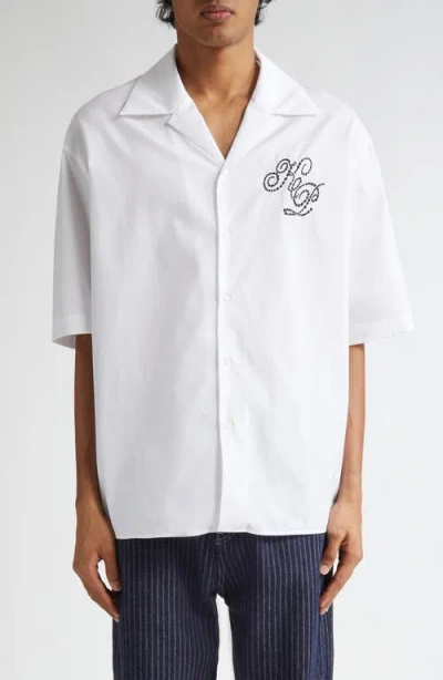 Kenzo Constellation Oversize Embroidered Camp Shirt In White