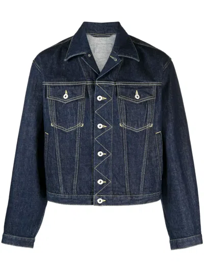 Kenzo Contrast-stitch Denim Jacket In Rinse Blue Denim