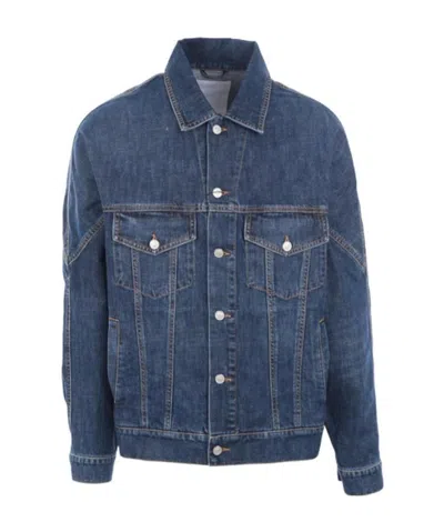 Kenzo Contrast-stitch Denim Jacket In Blue