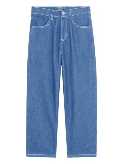 Kenzo Kids' Contrast-stitch Jeans In Blue