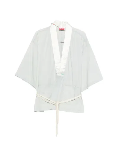 Kenzo Contrast-collar Wrap Shirt In White