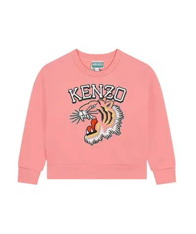 Kenzo Kids' Contrasting Logo Print Sweatshirt In Pink & Purple