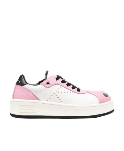 Kenzo Contrasting-toecap Low-top Sneakers In White