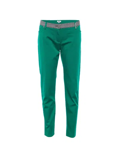 Pre-owned Kenzo Contrast-waistband Trousers In Green