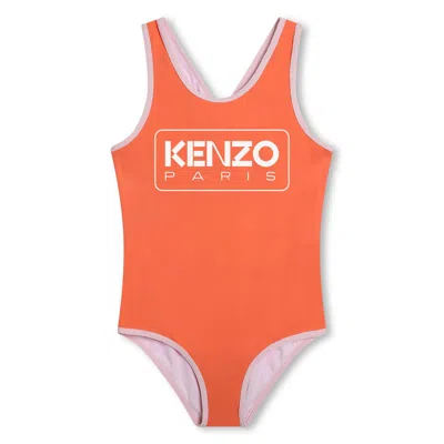 Kenzo Kids' Costume Con Logo In Papavero