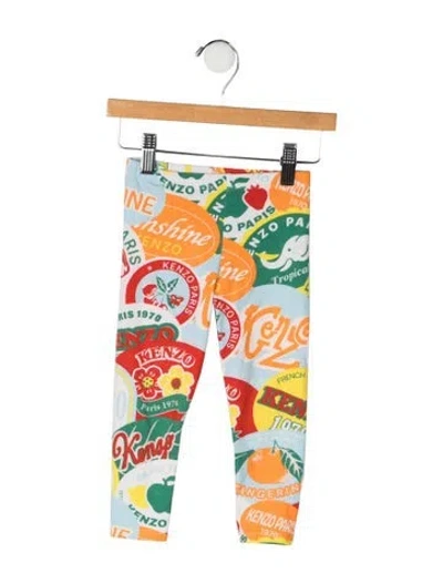 Pre-owned Kenzo Babies' Cotton All Over Print Leggings In Orange