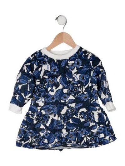 Pre-owned Kenzo Babies' Cotton All Over Print Long Sleeve Dress In Blue