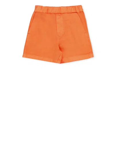 Kenzo Kids' Cotton And Linen Shorts In Orange