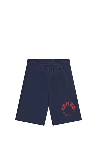 Kenzo Kids' Cotton Bermuda Shorts In Blue
