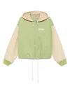 Kenzo Hooded Drawstring Hem Blazer With Ribbed Cuffs In Green
