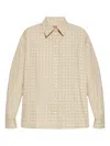 Kenzo Dropped Shoulder Weave Jacquard Shirt In Neutrals