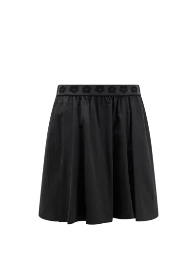 Kenzo Cotton Blend Skirt With Boke 2.0 Detail In Black