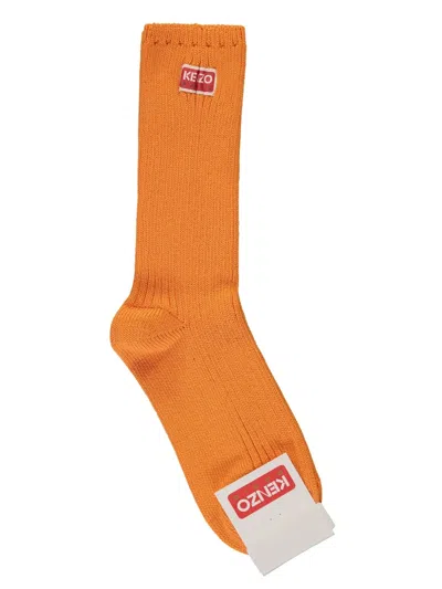 Kenzo Cotton-blend Socks In Orange
