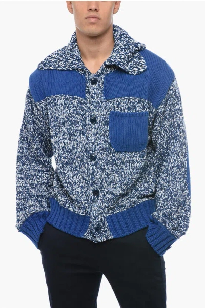 Kenzo Cotton Bomber Fit Cardigan With Mock Neck In Multi