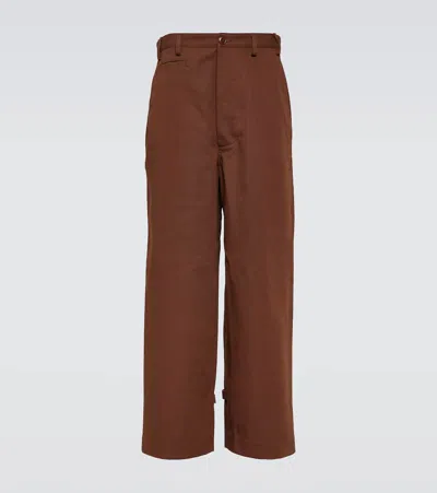 Kenzo Cotton Canvas Pants In Brown